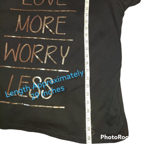 Lane Bryant Black Short Sleeve Shirt Love More Worry Less Women's Size 22/24 NWT - Picture 4 of 4